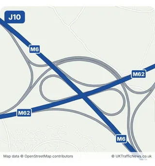 Map of M62 junction 10