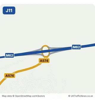 Map of M62 junction 11