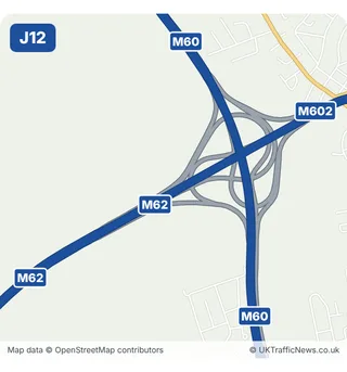 Map of M62 junction 12