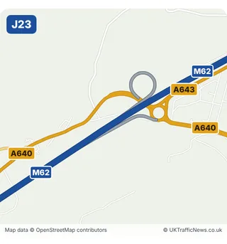 Map of M62 junction 23