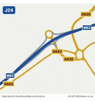 Map of M62 junction 24