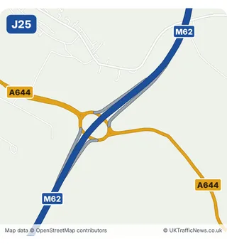 Map of M62 junction 25