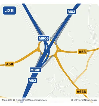 Map of M62 junction 26