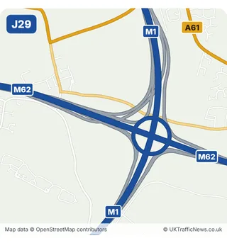 Map of M62 junction 29