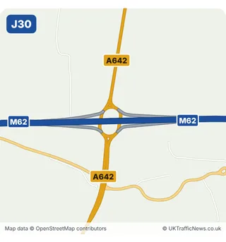Map of M62 junction 30