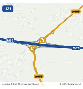 Map of M62 junction 31