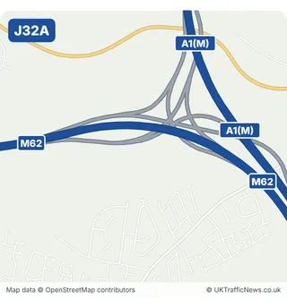 Map of M62 junction 32A