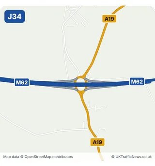 Map of M62 junction 34