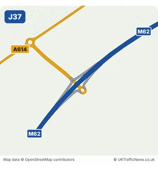 Map of M62 junction 37